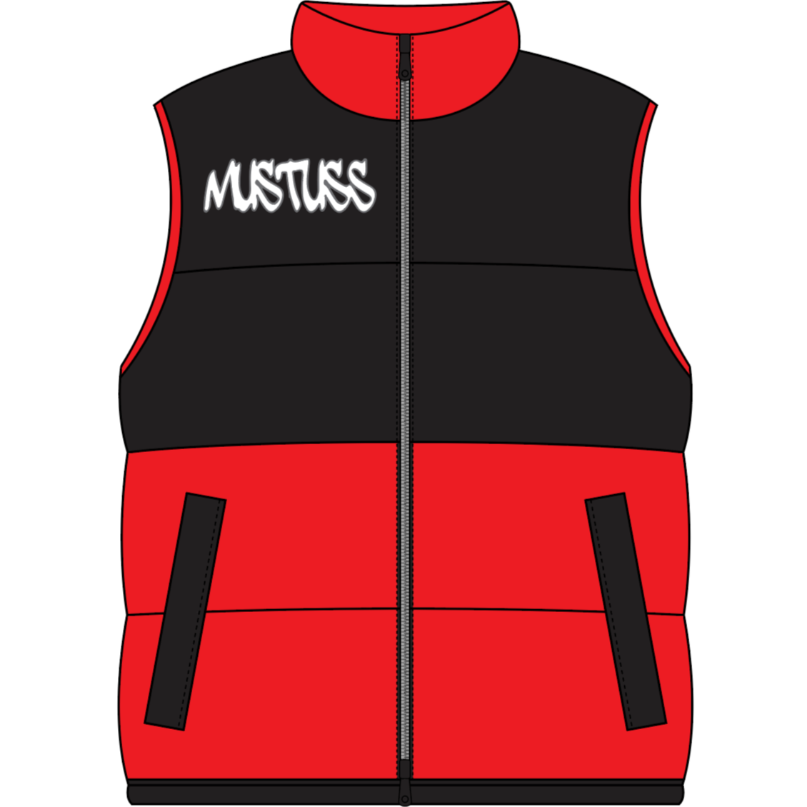 MUSTUSS RED AND BLACK VEST